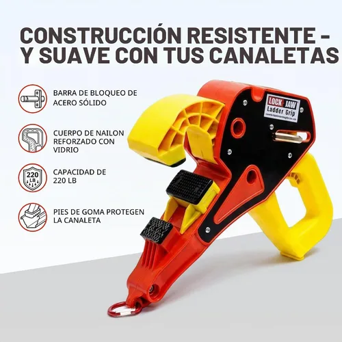 Vista 3 de Lock Jaw - Gancho estabilizador de escalera de techo para canalón, separación en 5 segundos con seguridad de bloqueo deslizante, evita que