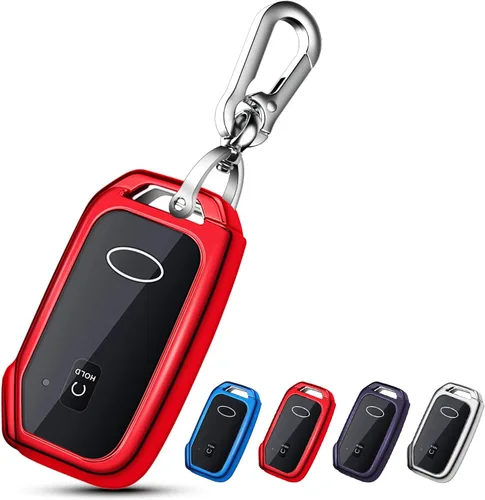 Vista 9 de QBUC Funda para llavero KIA, funda para llavero con llavero para Kia Ceed Cerato Forte, etc. (1 botón o no solo en la superficie frontal) (azul)
