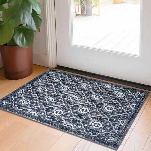 Vista 95 de KILOCOCO Alfombra marroquí pequeña, de 2 x 3 pies, color negro/dorado, súper suave, lavable, para interiores, vintage, lavable, antideslizante