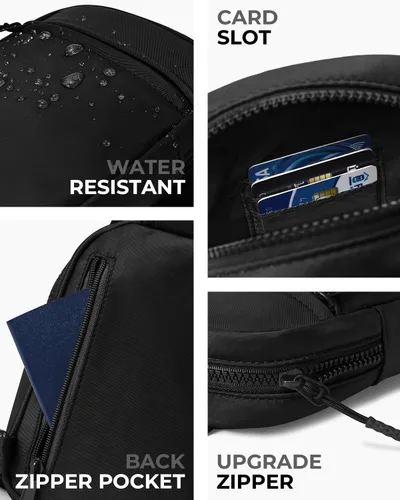 Vista 4 de CHOLISS Bolso bandolera pequeño para mujeres y hombres, bolsos cruzados, cangureras de moda con correa extendida, A01 Negro (Nylon), Bolso bandolera