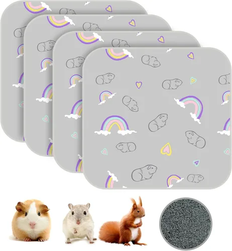 Vista 21 de Homimp 4 almohadillas para orina de conejillo de indias, autocalentables, para mantener el calor, lavables y antideslizantes, camas de animales Negro
