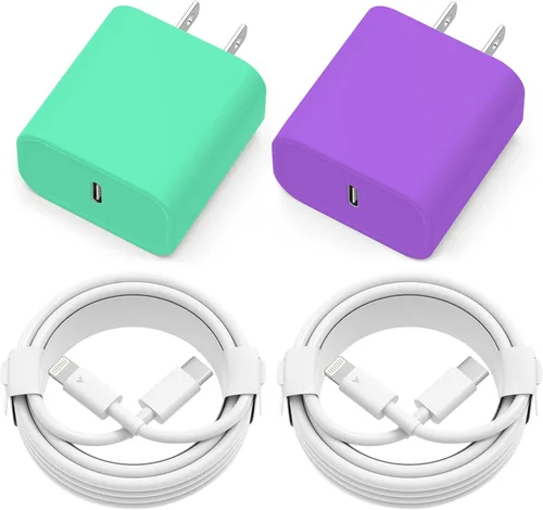 Vista 8 de Cargador para iPhone de carga rápida, paquete de 2 bloques de cargador de pared USB C de 20 W con cable 2 Pack MFi Certified 6FT Type C to