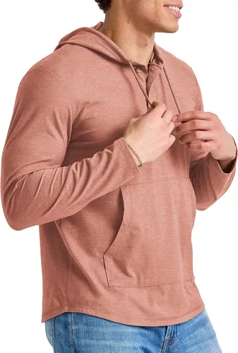 Vista 4 de Hanes Sudadera con capucha para hombre Originals Tri-Blend con cuello Henley