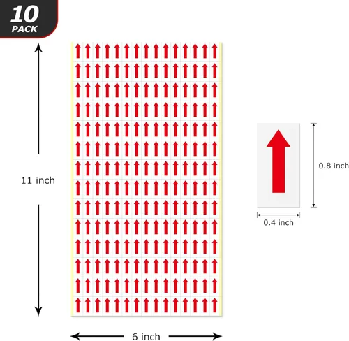 Vista 3 de 2100 calcomanías de flecha roja de 0.8 × 0.4 pulgadas etiquetas de dirección de vinilo