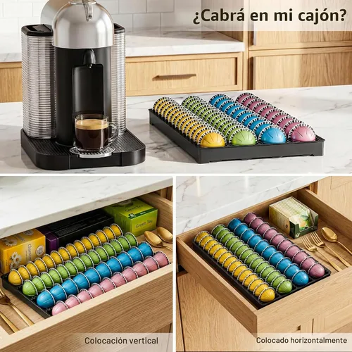 Vista 5 de EVERIE Cajón de Almacenamiento de Cápsulas de Café Compatible con Nespresso Vertuoline, Inserto para Cajonera, NCT04