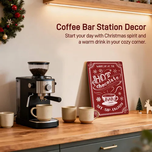 Vista 4 de Letrero de Chocolate Caliente – Accesorios de Barra de Cacao Caliente de Navidad – Decoraciones de Suministros de Estación de Cacao – Decoración
