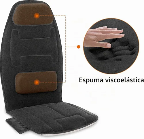 Vista 6 de Snailax Cojín de asiento de masaje con 2 niveles de calor – Almohadilla de apoyo de espuma viscoelástica extra en cuello y lumbar, 10 motores