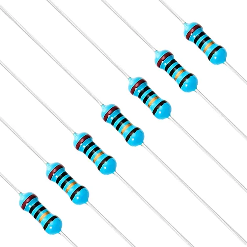 Vista 27 de Chanzon 100 piezas 1 Ω ohm Resistencia 1/4 W (0.25 W) Resistencia fija de película metálica 0.01 ±1% Tolerancia 1R MF Resistencias de agujero