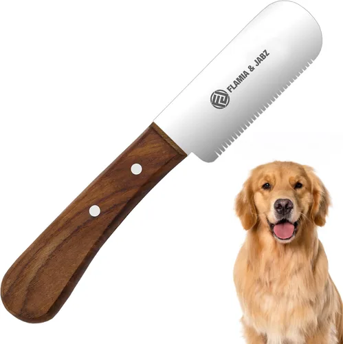 Vista 8 de FLAMIA & JABZ Cuchillo profesional para pelar a mano para el aseo de perros, herramienta para recortar, mango de madera Meranti rojo agarre