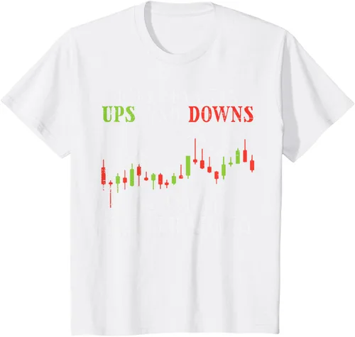 Vista 64 de Life Ups And Downs Day Trading Crypto Stock Market Trader T-Shirt, Negro