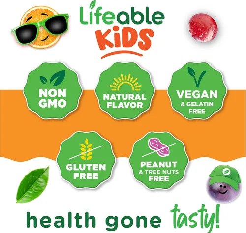 Vista 4 de Lifeable Gomitas Omega 3 para niños con suplemento vegano de DHA Alternativa al aceite de pescado Omega 3 para niños del aceite de linaza a base