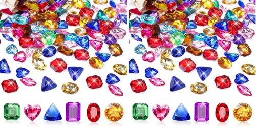 Vista 8 de MARFOREVER 100 piezas de juguetes gemas pirata tesoro joyas falsas