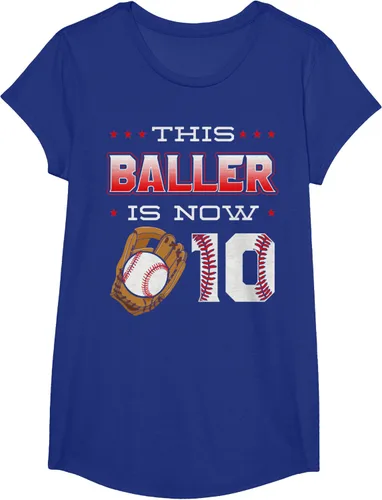 Vista 29 de This Baller Is Now 10 - Camiseta de béisbol para fiesta temática de cumpleaños número 10, Negro