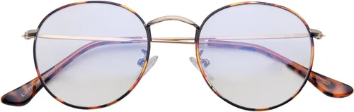 Vista 2 de Vintage Round Clear Glasses for Women and Men, Non-prescription Lens with Spring Temple Fashion Metal Frame LA024