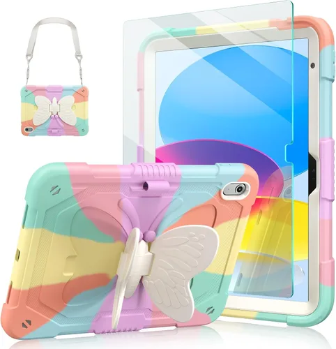 Vista 8 de Ambison Funda para iPad de 9ª/8ª/7ª Generación de 10.2 pulgadas con Protector de Pantalla de Vidrio, Cubierta Protectora Resistente a Prueba