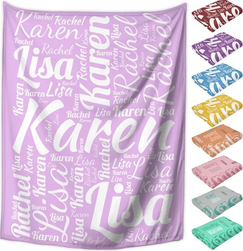 Vista 26 de Manta personalizada con nombre, mantas de franela personalizadas para bebés, niños y adultos con nombre, regalo de Navidad, cumpleaños, día de San