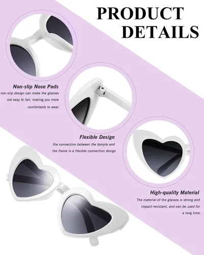 Vista 3 de Xuhal 12 pares de gafas de sol para fiesta de San Valentín, con forma de corazón, para despedida de soltera, con cuentas de letras, perlas