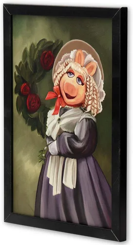 Vista 2 de Disney The Muppet Christmas Carol Miss Piggy Framed Wood Wall Decor - Festive Miss Piggy Wall Art for Holiday Decor