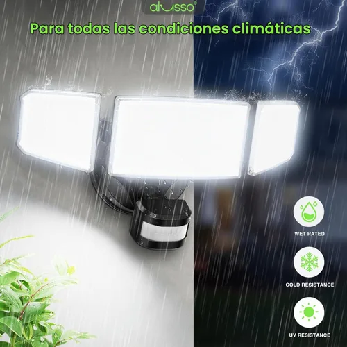 Vista 9 de ALUSSO - Luces exteriores con sensor de movimiento de cabezales de metal Aluminio Negro 3 Modos