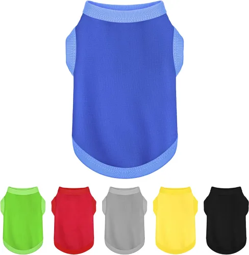 Vista 12 de Paiaite 6 piezas de camisa lisa para perro, camisas sin mangas de algodón para cachorros, ropa transpirable para mascotas, camiseta sin mangas