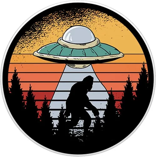 Vista 3 de UFO secuestro Yeti Sasquatch Alien Conspiracy Retro Bigfoot PopSockets PopGrip: agarre intercambiable para teléfonos y tabletas