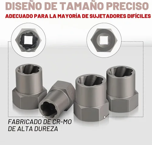 Vista 5 de Juego de 15 extractores de pernos de 3/8 pulgadas, juego de extractor de pernos de salida fácil
