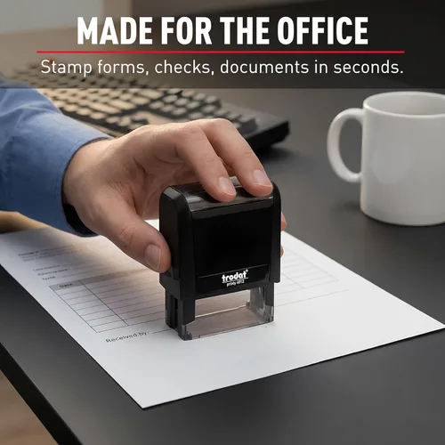 Vista 8 de Trodat Printy 4912 Autoentintado Hazlo tú mismo (DIY) Kit de sellos personalizados de 4 líneas para mensajes o direcciones con tinta negra