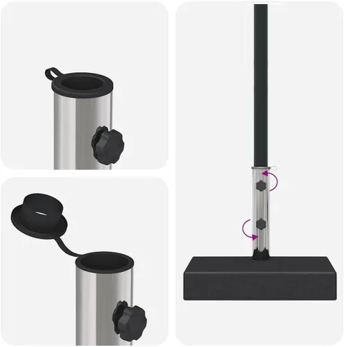 Vista 5 de vidaXL Umbrella Base, Patio Umbrella Stand for Poles of 1.5"/1.9", Parasol Base for Outdoor Garden Deck Porch, Granite 55.1 lb Rectangular Black