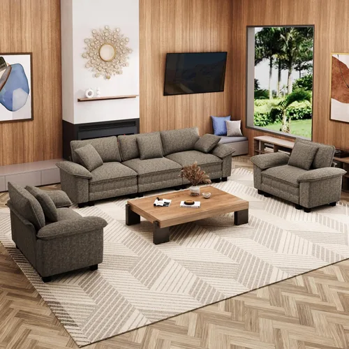 Vista 25 de Sofá Seccional Modular Individual de 53.5", Sillón de Pana Suave y Afelpada con Asiento Profundo Cómodo y Brazos Removibles para Sala de Estar