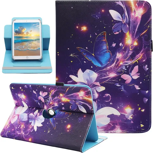 Vista 21 de Funda universal para tablet Android de 10 y 10.1 pulgadas, Dluggs de piel sintética con rotación de 360 grados, soporte multiángulo