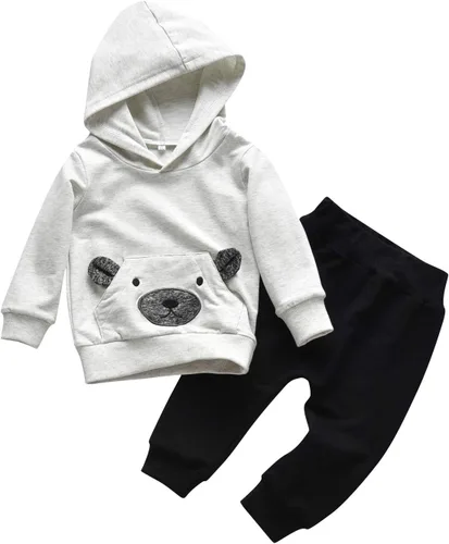 Vista 2 de Conjunto de sudadera con capucha y pantalones, de manga larga, con varios diseños, para bebé o niño