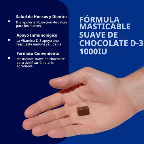 Vista 4 de GNC Vitamina D-3 masticables suaves 1000IU, chocolate, 60