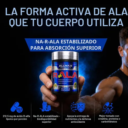 Vista 2 de ALLMAX Cápsulas antioxidantes R+ALA, 60