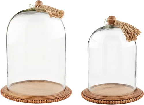 Vista 9 de Mud Pie Cloche decorativo con base de cuentas grande, color blanco