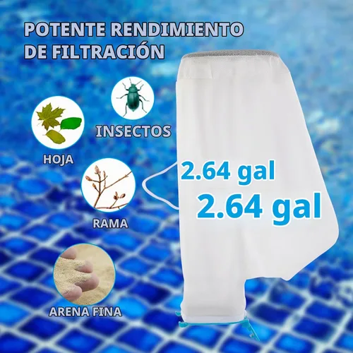 Vista 4 de Bolsa de malla de repuesto prémium para aspiradora de piscina, 50 micras