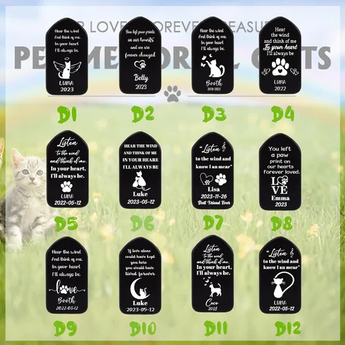 Vista 3 de Carillón de viento personalizado conmemorativo para gato, nombre de mascota personalizado, regalo de recordatorio de condolencia de gato, recuerdo
