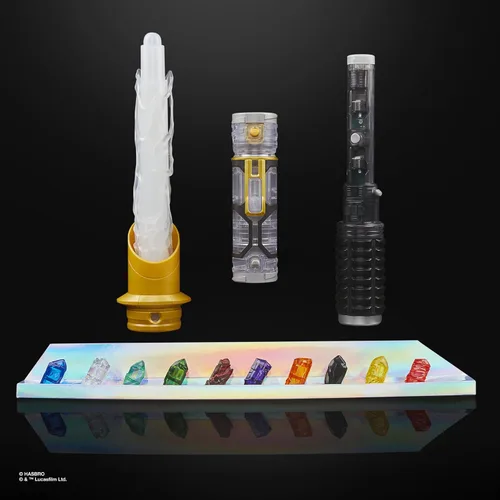 Vista 13 de STAR WARS Power Crystal Lightsaber, 7 colores y 10 cristales, más de 50 combinaciones que cambian de color, luces y sonidos, juguetes para niños