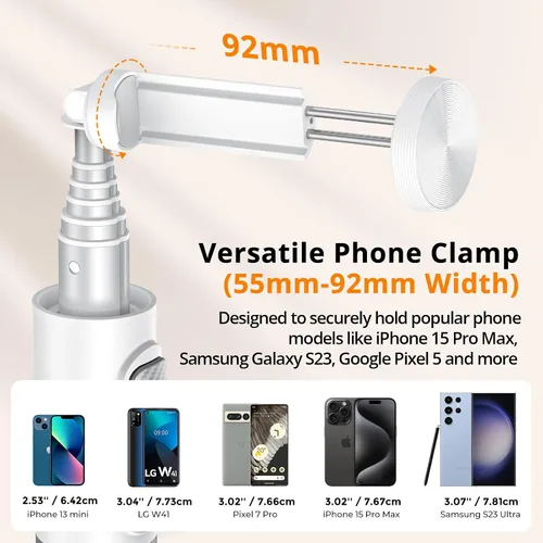 Vista 8 de ATUMTEK Trípode selfie stick de 62 pulgadas, trípode extensible de aluminio con control remoto Bluetooth recargable, compatible con teléfonos