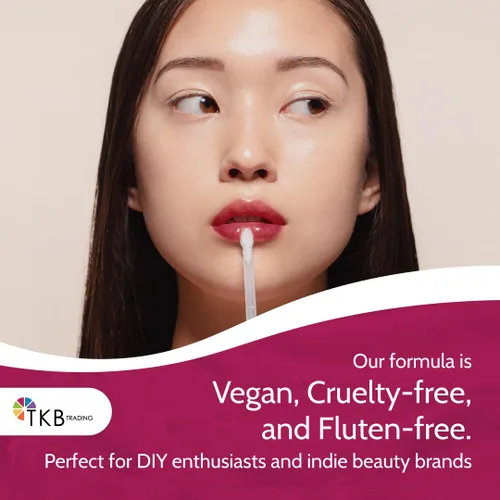 Vista 3 de TKB Base de brillo labial Versagel que cambia de color, transparente a rosa, vegano, libre de crueldad, de larga duración, personalizable