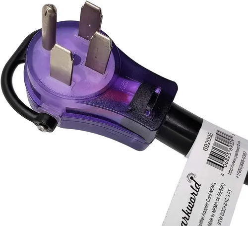 Vista 3 de Parkworld 692095 RV Adaptador divisor de 50 amperios, divisor de 240 V 14-50P enchufe macho a doble conector hembra 14-50R de 3 pies (negro)