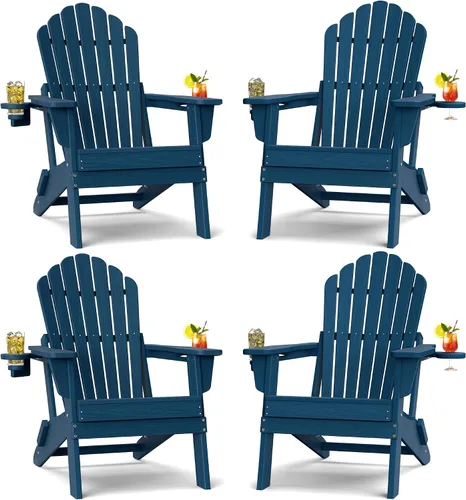 Vista 18 de Plawdlik Silla Adirondack plegable de gran tamaño mejorada 2026, silla para hoguera resistente de 380 libras con respaldo extra alto de 37.8