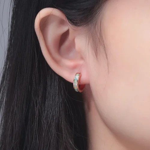 Vista 19 de CiNily Aretes Huggie de ópalo con bisagras, chapados en oro, hipoalergénicos, pequeños aretes de aro para mujeres, adolescentes, niñas, hombres