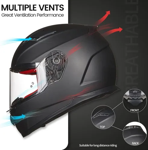 Vista 3 de ILM Cascos integrales para moto de nieve y motocicleta para hombres y mujeres, deportivos duales, con Pinlock antiniebla para adultos, modelo DOT 817