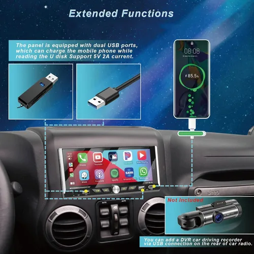 Vista 6 de Radio de automóvil DIN individual compatible con Apple CarPlay inalámbrico, estéreo para automóvil con pantalla táctil IPS de 6.9'', Bluetooth
