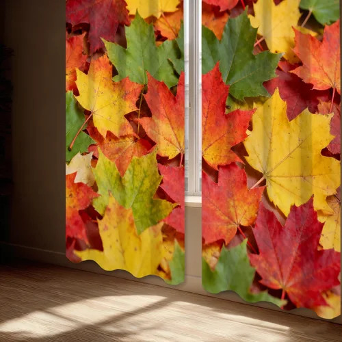 Vista 265 de Shrahala Orange Autumn Autumn Blackout Curtain Tiers, Fall Kitchen Valance Light Blocking Tier Drapes with Rod Pocket, 2 Pack 26 X 24 in