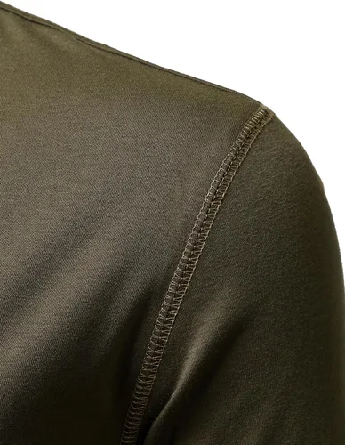 Vista 5 de LucMatton Camiseta de manga larga para hombre, ajuste entallado, elástica, estilo Henley, casual, con solapa de 3 botones