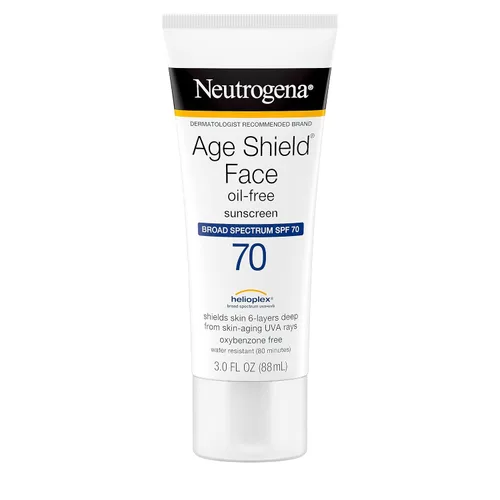 Vista 3 de Neutrogena Age Shield - Loción de protección solar facial sin aceite con amplio espectro SPF 70, protector solar hidratante no comedogénico