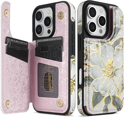 Vista 13 de NNH Funda tipo cartera compatible con iPhone Xs Max con bloqueo RFID, ranuras para tarjetas, folio de piel sintética, función atril, doble cierre
