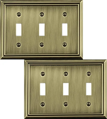 Vista 9 de OKAWYC Cubierta Individual en Blanco para Interruptor de Luz Placa de Pared de Metal Adler, Paquete de 4 Latón Antiguo 1 Gang, Cubierta