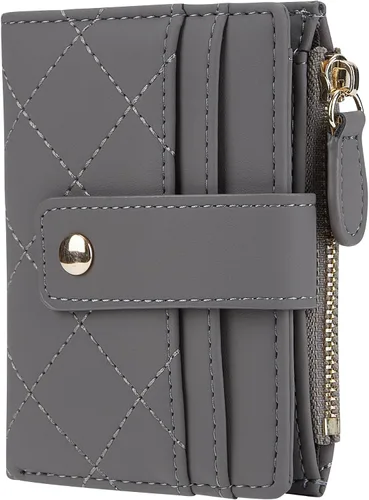 Vista 21 de Cartera de cuero para mujer, pequeña, compacta, plegable, con bolsillo para monedas con cremallera